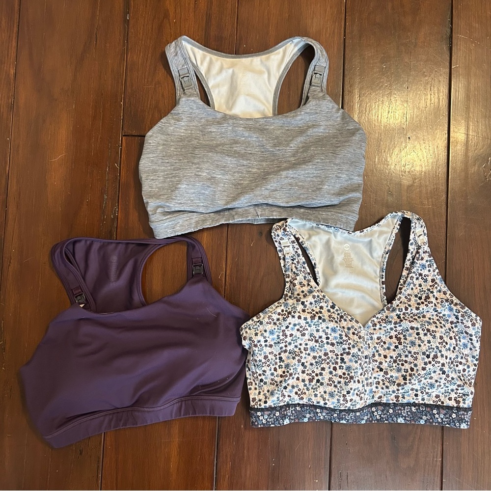 Senita Athletics Sports Bras - Gray, Purple, Floral